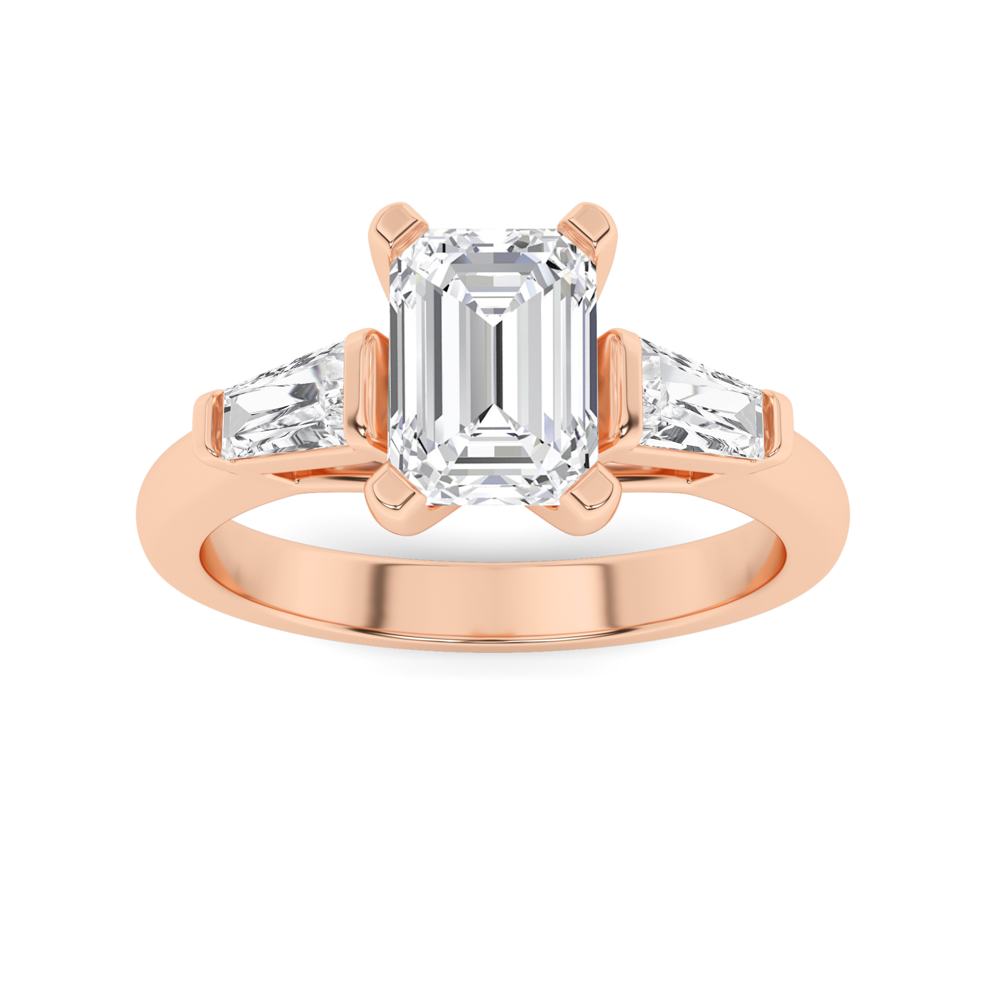 Prong Set Round and Pear Cut Three Stone  Diamond Engagment in 9K Rose Gold Classic Engagement Ring