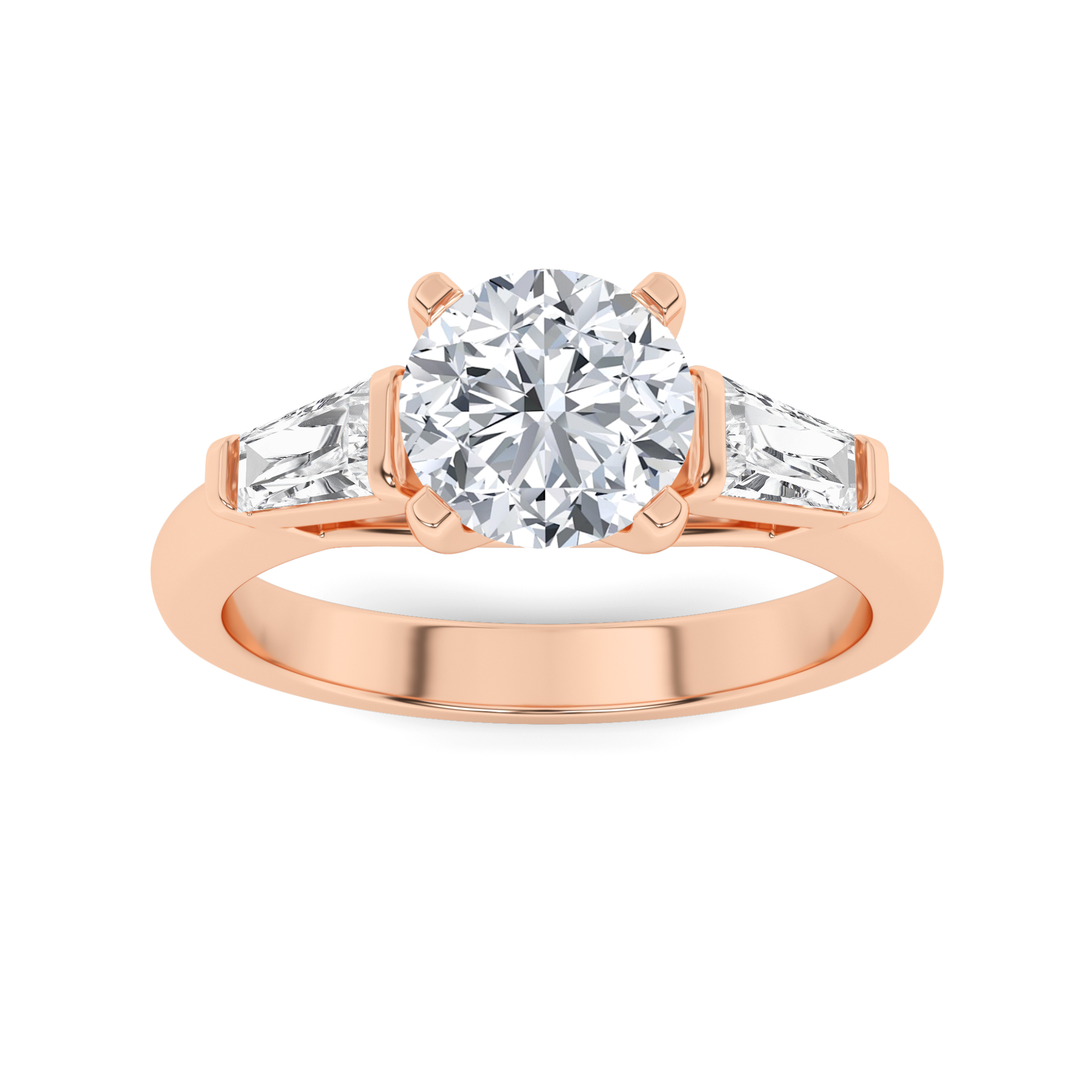 Prong Set Round and Pear Cut Three Stone  Diamond Engagment in 9K Rose Gold Classic Engagement Ring