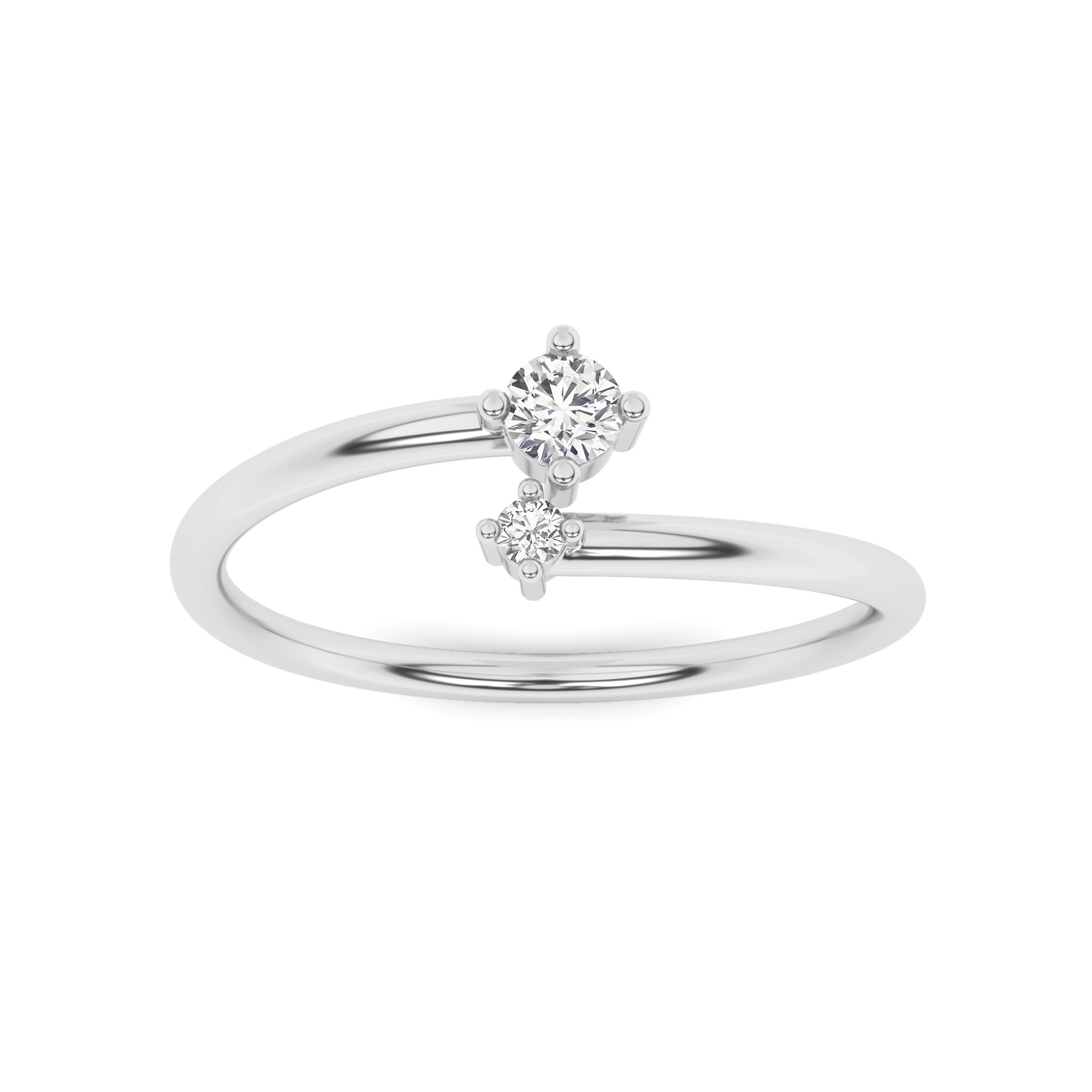 Toi Et Moi Style Round Cut Diamond Engagement Ring in 9K White Gold